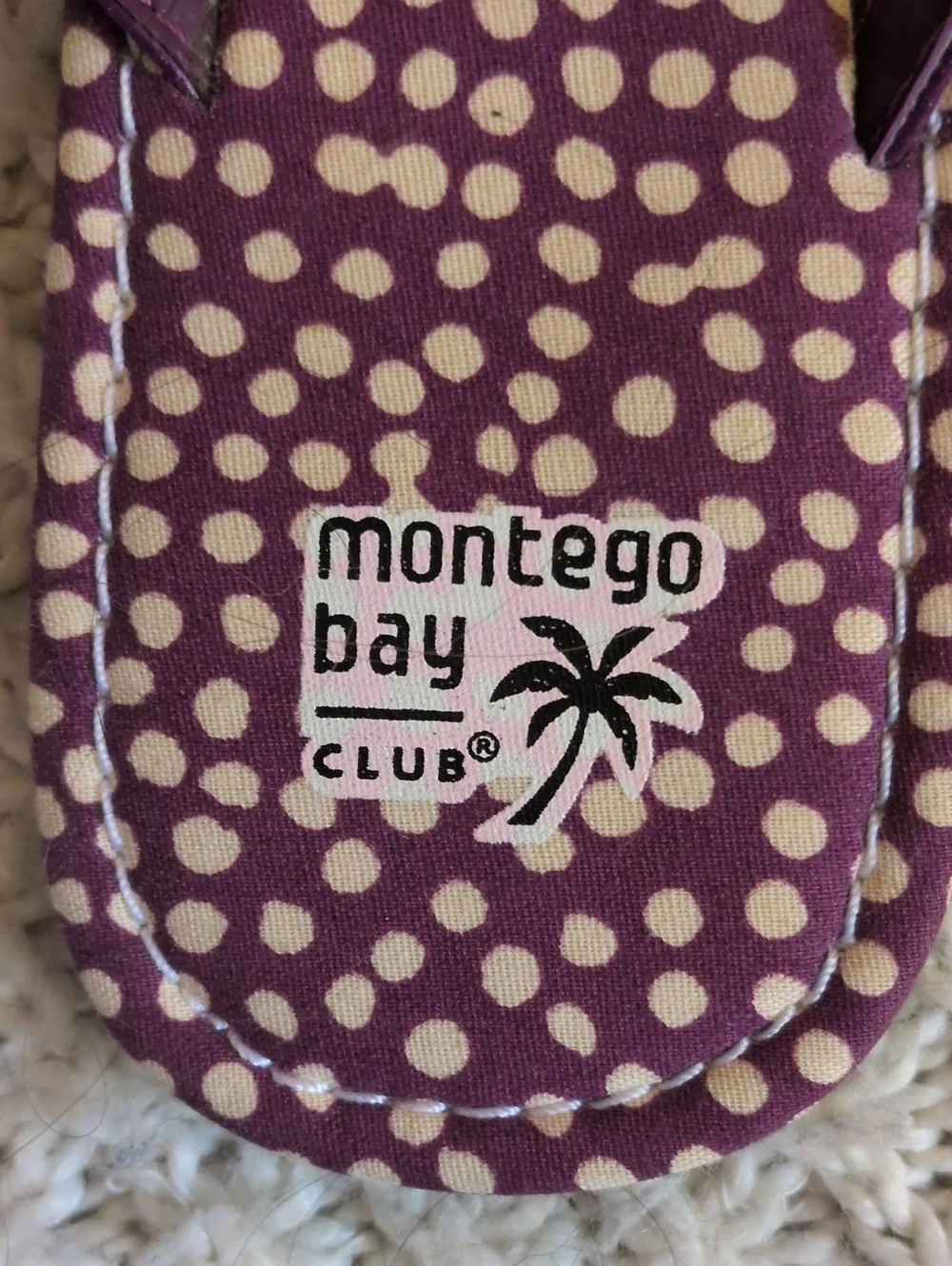 Montego Bay Club Purple and Cream Polka Dot Thong Flip Flop Sandals Size 8 NWT